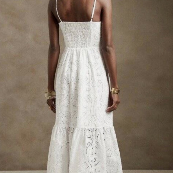 Banana Republic Black Eyelet Twist Midi Dress - Picture 2 of 6